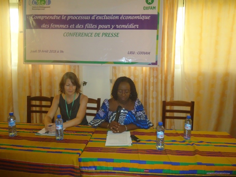Présentation des allocutions d’Audrey TETU-BERNIER représentante du Directeur Pays d’ Oxfam et d’Aline A. DATO Directrice Exécutive du CDEL